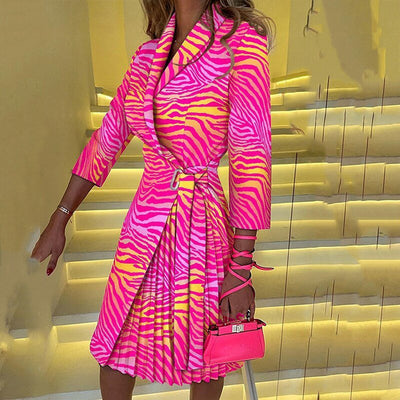 Robe blazer plissée élégante pour femme | Midi