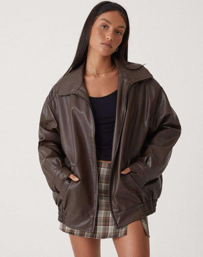 Veste en cuir ample pour femmes | Vintage