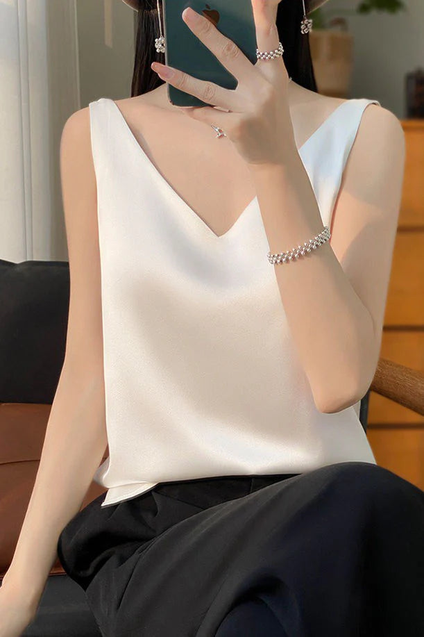 Débardeur en soie pour femmes | Sans manches